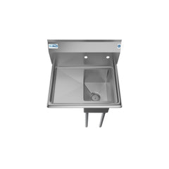 25 in. One Compartment Stainless Steel Commercial Sink with Drainboard, Bowl Size 10" x 14" x 10" SA101410-12L3.