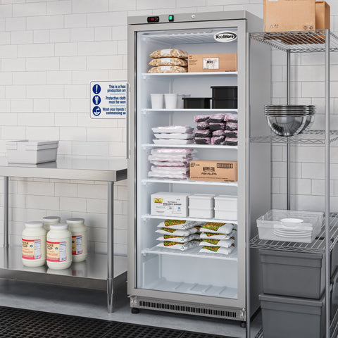 21 Cu. Ft. Commercial Freezer with Glass Door in Stainless Steel - Manual Defrost (KM-FMD20SGD)