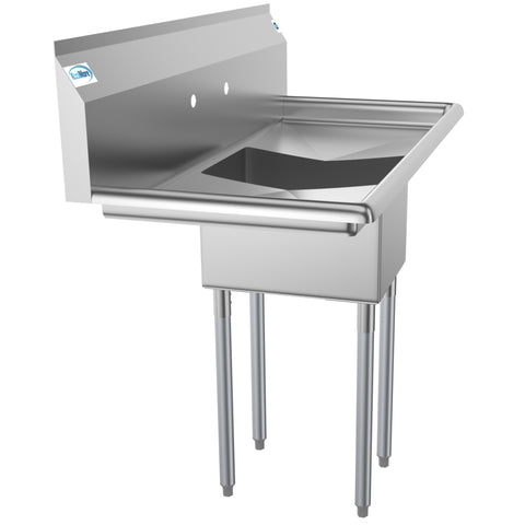 44 in. One Compartment Stainless Steel Commercial Sink with 2 Drainboards, Bowl Size 12"x 16"x 10" SA121610-16B3.