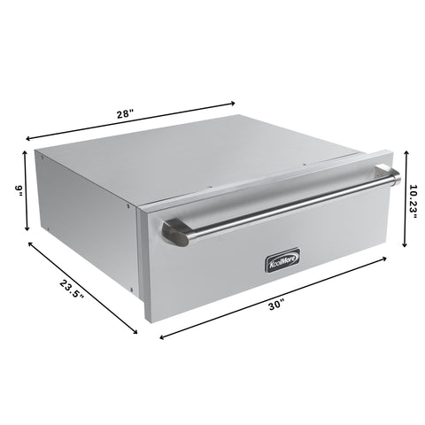30 in. Warming Drawer with Three Compartments in Stainless-Steel (KM-RWD-30SS)