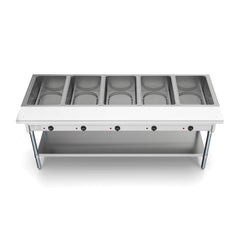 Five Pan Open Well Electric Steam Table with Undershelf, 240V, KM-OWS-5.