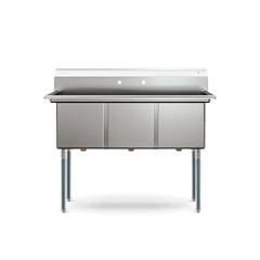 51 in. Three Compartment Commercial Sink, Bowl Size 15x15x14, 16 Gauge Stainless-Steel (KM-SC151514-N316)