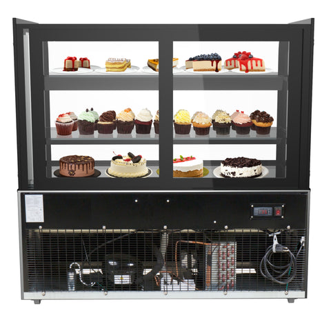 48 in. Refrigerated Bakery Display Case, Stainless Steel Frame, Curved Glass Front, 13 cu. ft. CDHF-14C.