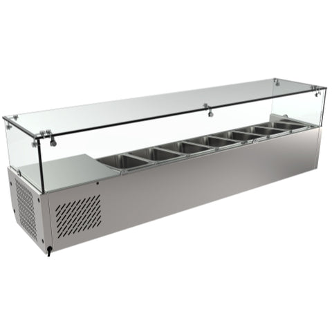 59 in. Seven Pan Refrigerated Countertop Condiment Prep Station - SCDC-7T