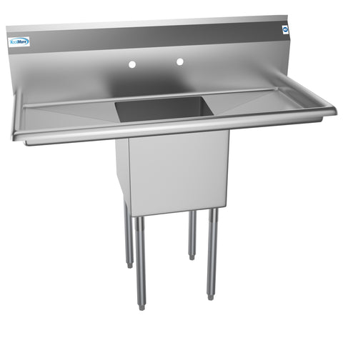 45 in. One Compartment Stainless Steel Commercial Sink with Drainboards, Bowl Size 15"x 15"x 12" SA151512-15B3.