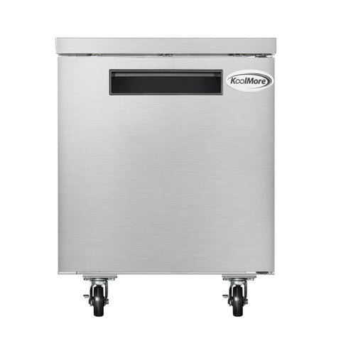27 in. One-Door Commercial Undercounter Freezer in Stainless Steel with Casters, ETL Listed (KM-UCF-1DSS)