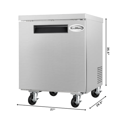 48 in. Two-Door Commercial Undercounter Freezer in Stainless Steel with Casters, ETL Listed (KM-UCF-2DSS)