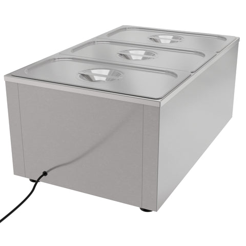 6 Qt. Three-Section Electric Countertop Food Warmer With Faucet, CFW-3T.