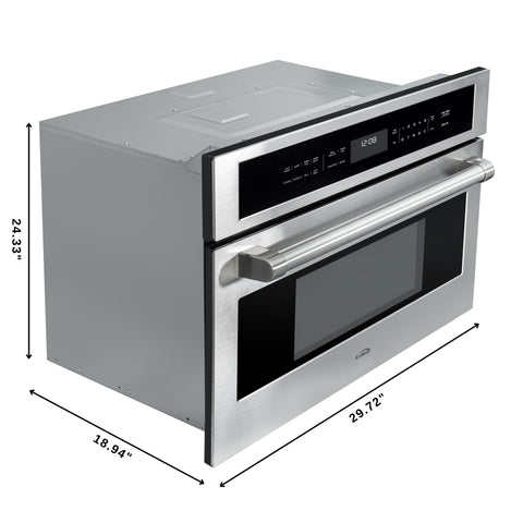 30 in. Built-In Microwave with Convection Oven and Air Fryer, 1.6 cu. ft. Capacity in Stainless-Steel (KM-CWO30-SS)
