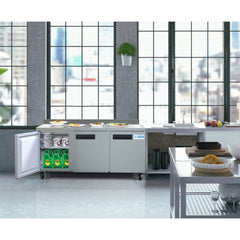 72 in. Three-Door Worktop Refrigerator With 3.5 in. Backsplash - 16.9 Cu Ft. RWT-3D-16C