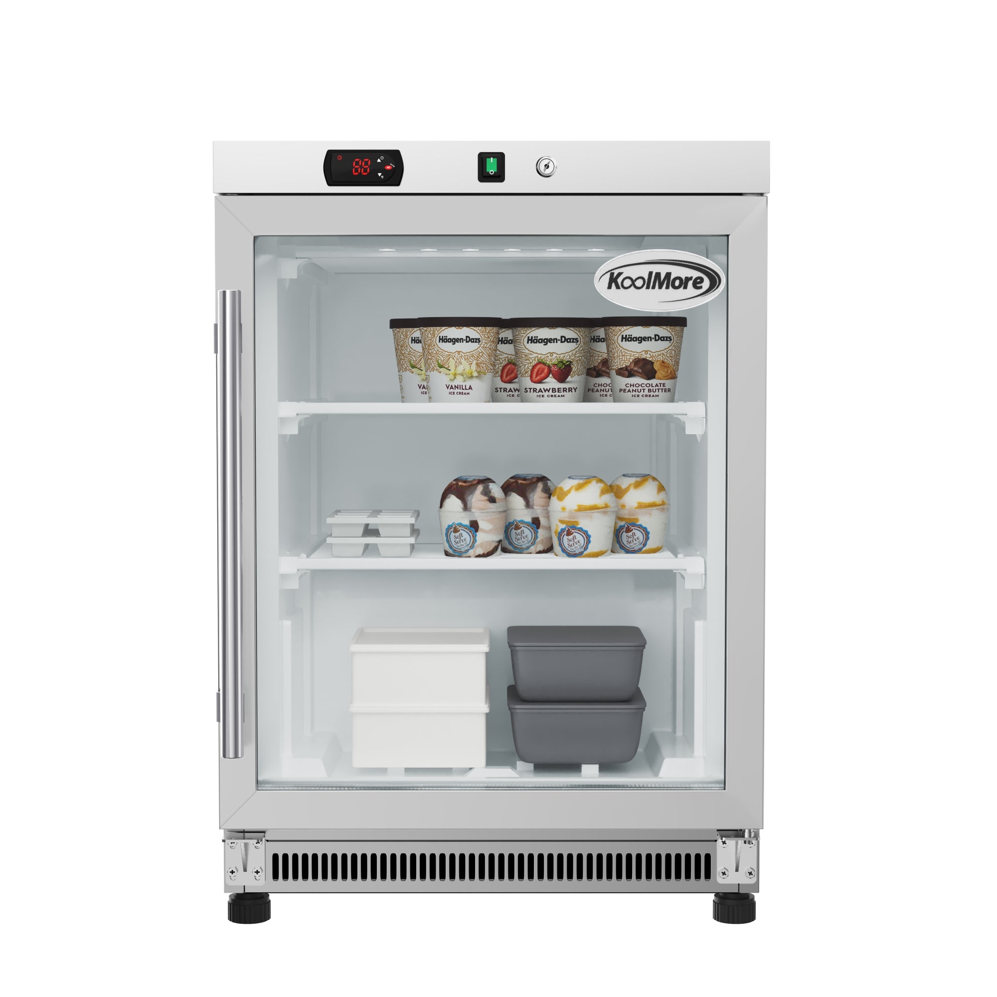 24 in. Commercial Countertop Display Freezer in White with Stainless S ...