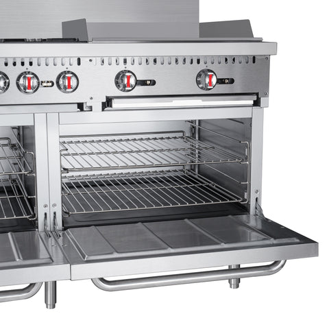 60 in. 6 Burner Commercial Natural Gas Range with 24 in. Griddle in Stainless-Steel (KM-CRG60-NG)