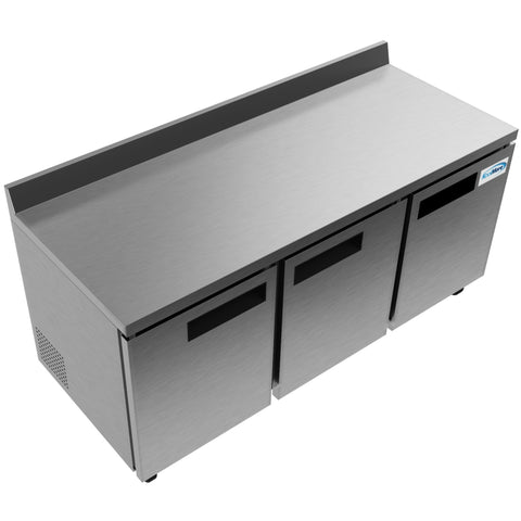 72 in. Three-Door Worktop Refrigerator With 3.5 in. Backsplash - 16.9 Cu Ft. RWT-3D-16C