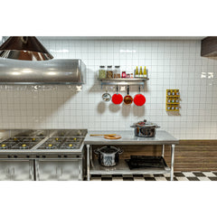12" x 48" 18-Gauge Stainless-Steel Heavy Duty Wall Shelf with Pot Rack, WMPS-1248 .