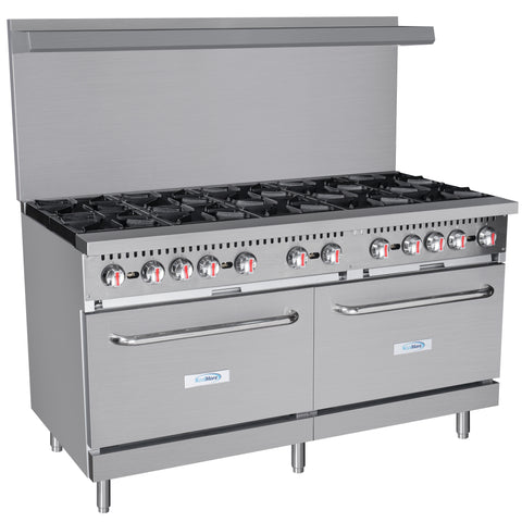 60 in. Commercial 10 Burner Natural Gas Range in Stainless-Steel (KM-CR60-NG)