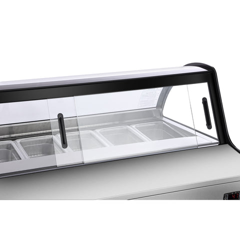 46 in. Countertop Gelato Display Case with 6 Pans and Built-in Glass Sneeze Guard in Stainless-Steel (KM-CGD-6P)