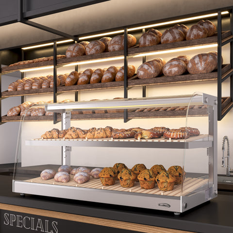 40 in. Glass Countertop Dry Bakery Display Case with Two Shelves and Bamboo Trays (DC-53C-B)