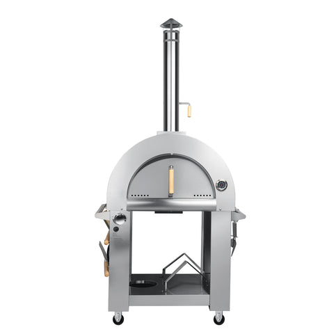 32 in. Outdoor Gas and Wood Fired Pizza Oven in Stainless-Steel (KM-OKS-DFPO)