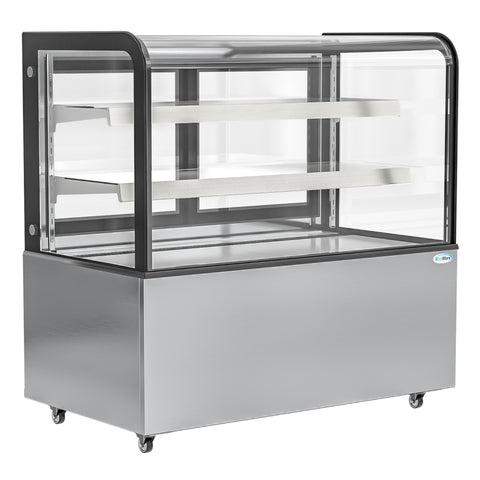 47 in. Dry Bakery Display Case with Front Curved Glass Protection, 14 cu ft. BDC-13C.
