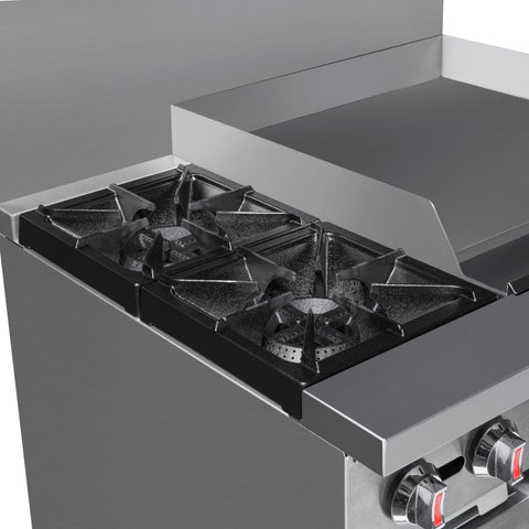 36 in. 2 Burner Commercial Natural Gas Range with 24 in. Griddle in Stainless-Steel (KM-CRG36-NG)