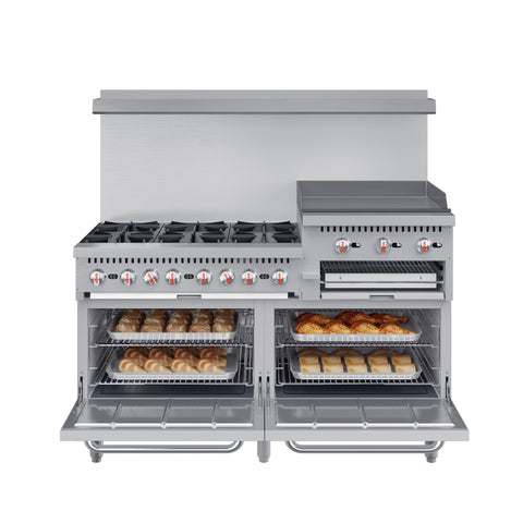 60 in. 6 Burner Commercial Natural Gas Range with 24 in. Griddle and Broiler (KM-CRGB60-NG)