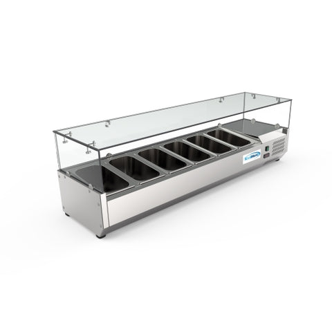 59 in. Six Pan Refrigerated Countertop Condiment Prep Station - SCDC-6P-SG