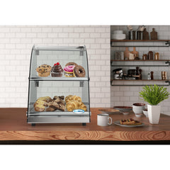 23 in. Commercial Countertop Bakery Display Case with Front Curved Glass and Rear Door, 2.4 cu. ft. DC-2CN.