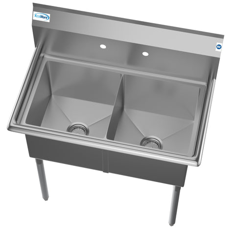 36 in. Two Compartment Stainless Steel Commercial Sink, Bowl Size 15"x 15"x 12" SB151512-N3.