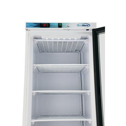 12 Cu. ft. Commercial Freezer with Glass Door in White - Manual Defrost (KM-FMD12WGD)