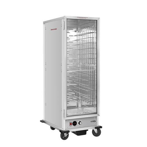 33 in. Commercial Non-Insulated Heated Holding Cabinet with Wire Racks and Glass Door in Silver (KM-CH36-WNGL)