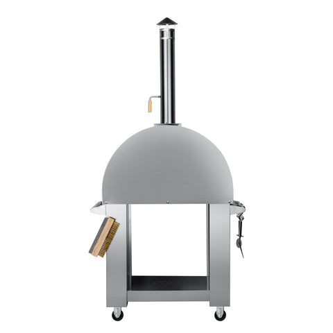 32 in. Outdoor Wood Fired Pizza Oven in Stainless-Steel (KM-OKS-WFPO)