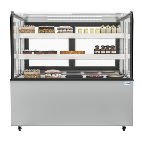47 in. Dry Bakery Display Case with Front Curved Glass Protection, 14 cu ft. BDC-13C.