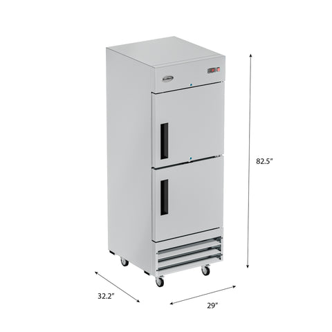 29 in. Commercial Stainless Steel Solid Half Door Reach-In Refrigerator, 23 cu. ft. RIR-1D-SSHD