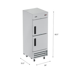 28 in. Commercial Stainless Steel Solid Half Door Reach-In Refrigerator, 23 cu. ft. RIR-1D-SSHD