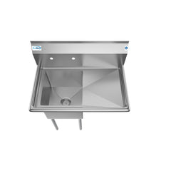 33 in. One Compartment Stainless Steel  Commercial Sink with Drainboard, Bowl Size 15"x 15"x 12" SA151512-15R3.