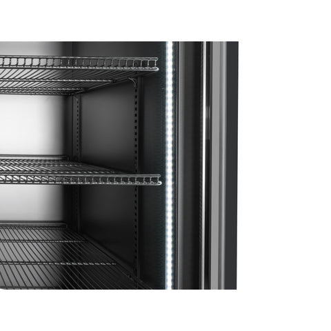 47 in. Two-Door Commercial Display Merchandiser Refrigerator in Sleek Black, 35 cu. ft. ETL Listed (KM-MDR-2GD-35CNL-BK)
