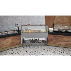 Four Pan Open Well Electric Steam Table with Undershelf and Sneeze-Guard, KM-OWS-4SG.