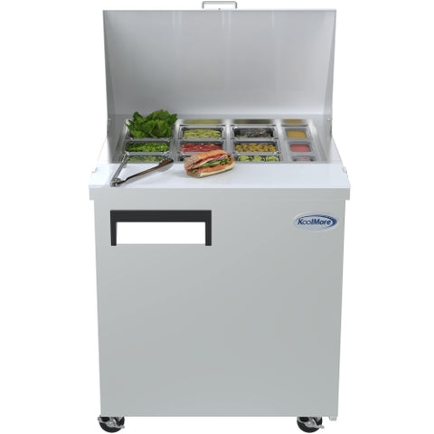 1-Door Mega Top Stainless Steel Refrigerated Sandwich Prep Table, 6 cu. ft. SPTR-1D-6C-LT.