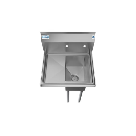 23 in. One Compartment Stainless Steel Commercial Sink with Drainboard, Bowl Size 10" x 14" x 10"  SA101410-10L3.