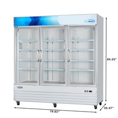 80 in. 3-Door Commercial Display Merchandiser Freezer 52 cu. ft. in White (MDF-3GD-52C-WH)