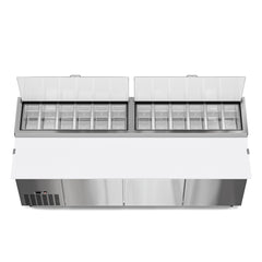 92 In. Three Door Commercial Pizza Prep Refrigerator in Stainless-Steel (KM-RPPS-3DSS)