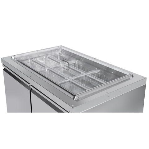 48 in. Commercial Refrigerated Prep Station Cold Table, Stainless-Steel Refrigerator with 9 Pan Storage with Cover and Two Adjustable Shelves, ETL Listed