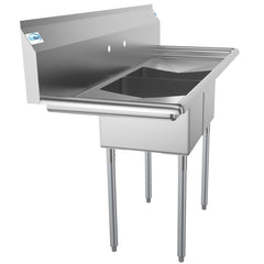 56 in. Two Compartment Stainless Steel Commercial Sink with 2 Drainboards, Bowl Size 12"x 16"x 10" SB121610-16B3.