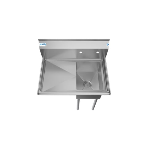 31 in. One Compartment Stainless Steel Commercial Sink with Drainboard, Bowl Size 12"x 16"x 10" SA121610-16L3.