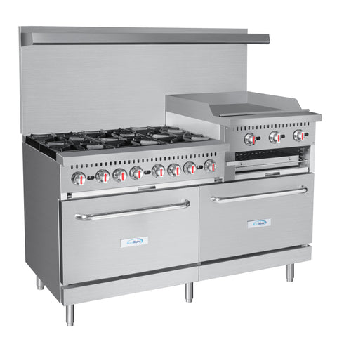 60 in. Commercial LP Range with 24 in. Griddle and Broiler in Stainless-Steel (KM-CRGB60-LP)