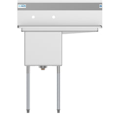 33 in. One Compartment Stainless Steel  Commercial Sink with Drainboard, Bowl Size 15"x 15"x 12" SA151512-15R3.