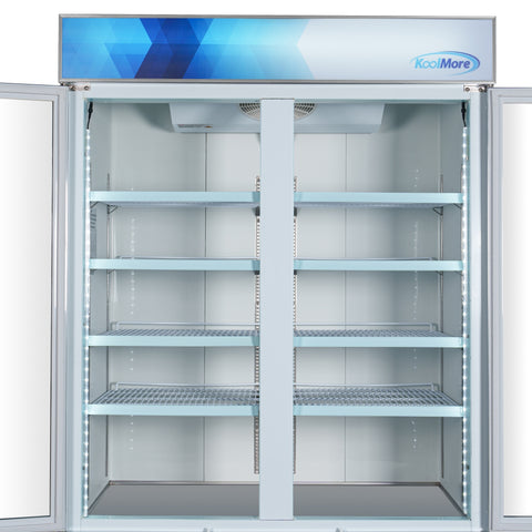 53 in. 2-Door Commercial Display Merchandiser Freezer 45 cu. ft. in White (MDF-2GD-45C-WH)