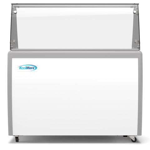 50 in. 8 Tub Ice Cream Dipping Cabinet Display Freezer with Sliding Glass Door and Sneeze Guard 13 cu. ft. KM-ICD-49SD-FG.