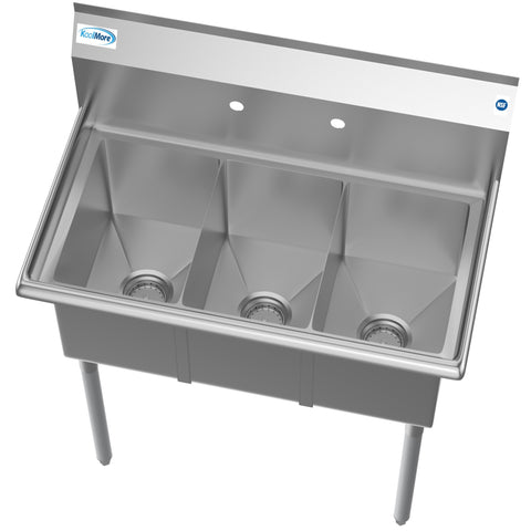 36 in. Three Compartment Stainless Steel Commercial Sink, Bowl Size 10" x 14" x 10" SC101410-N3.