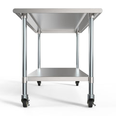 30" x 48" 18-Gauge 304 Stainless Steel Commercial Work Table with Casters, CT3048-18C.